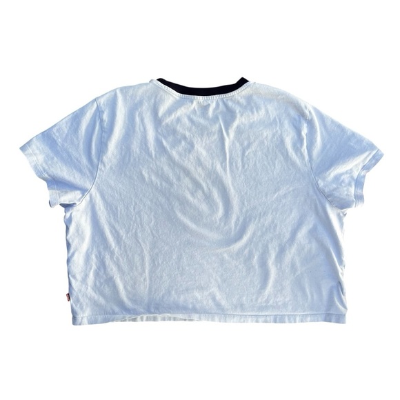 Levi’s XL Women’s Crop T Shirt California Orange Graphic Cotton Light Blue - Picture 3 of 6